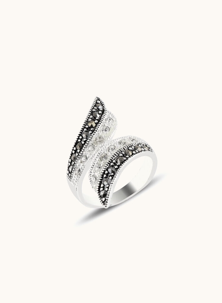 Anillo con circonitas y marcasita R96376