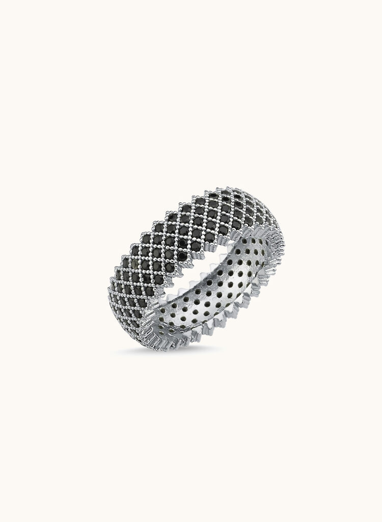 Anillo eternidad de 5 lineas con circonitas negras
