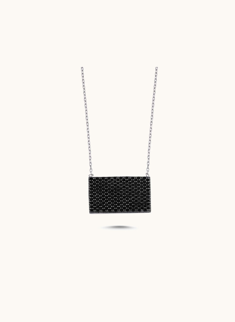 Collar de rectangulo con circonitas negros