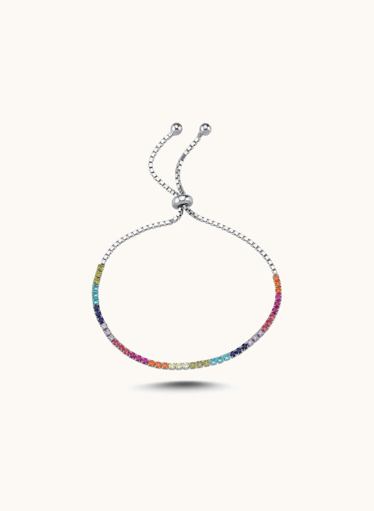 Tennis 2mm pulsera con cierre deslizante ajustable con circonitas de colores